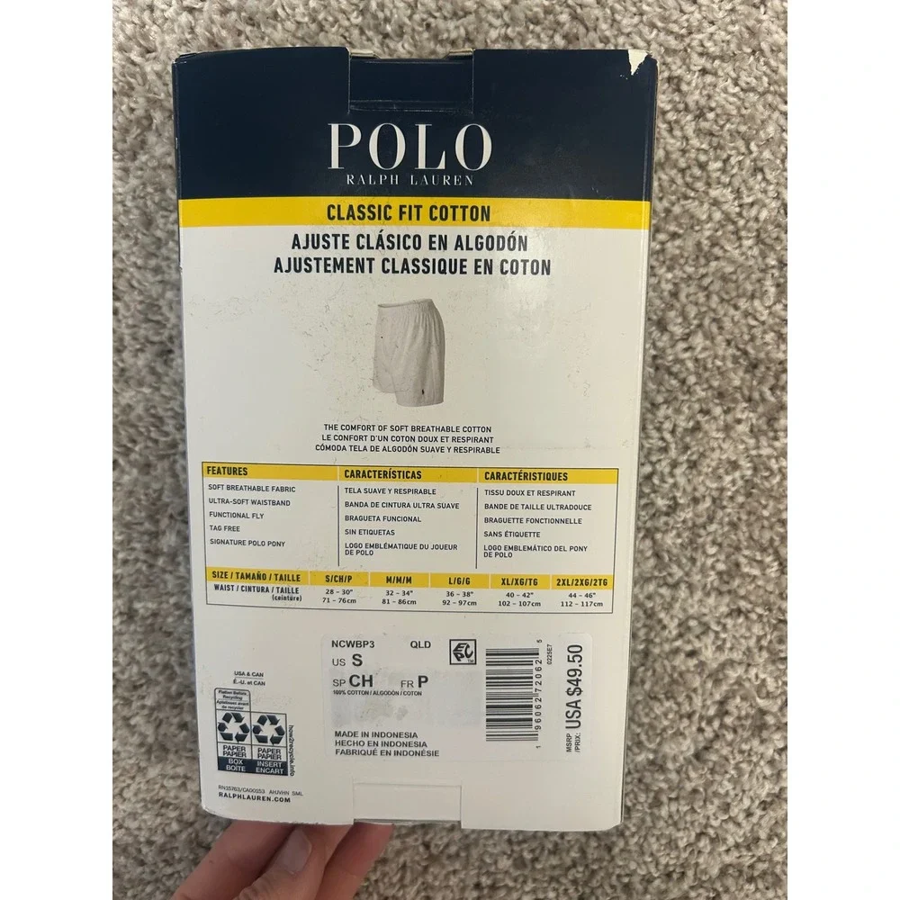 Polo Ralph Lauren 3 Classic Fit‎ Cotton Woven Boxers Men Small New Pony Plaid